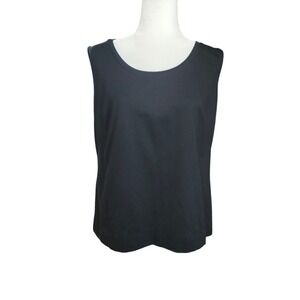 Lafayette 148 New York Black Scoop Neck Sleeveless Tank Top 1X Cotton Stretch
